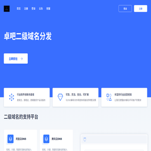 卓吧二级域名分发 - 已备案域名出租|企业备案域名租用|全面支持阿里云或腾讯云